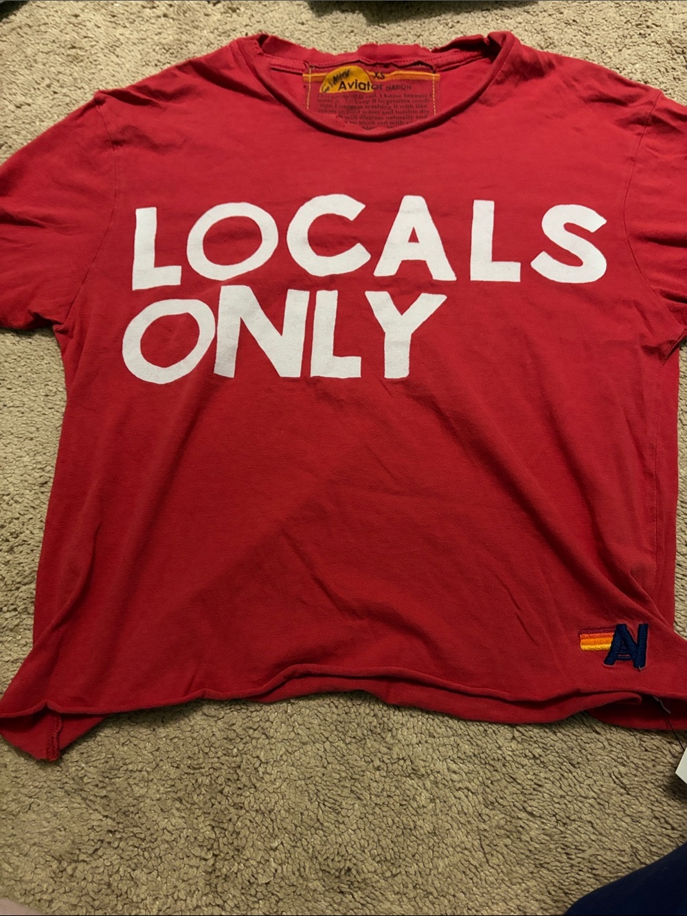 NWT- Aviator Nation Red Tee with Yellow Neck Label